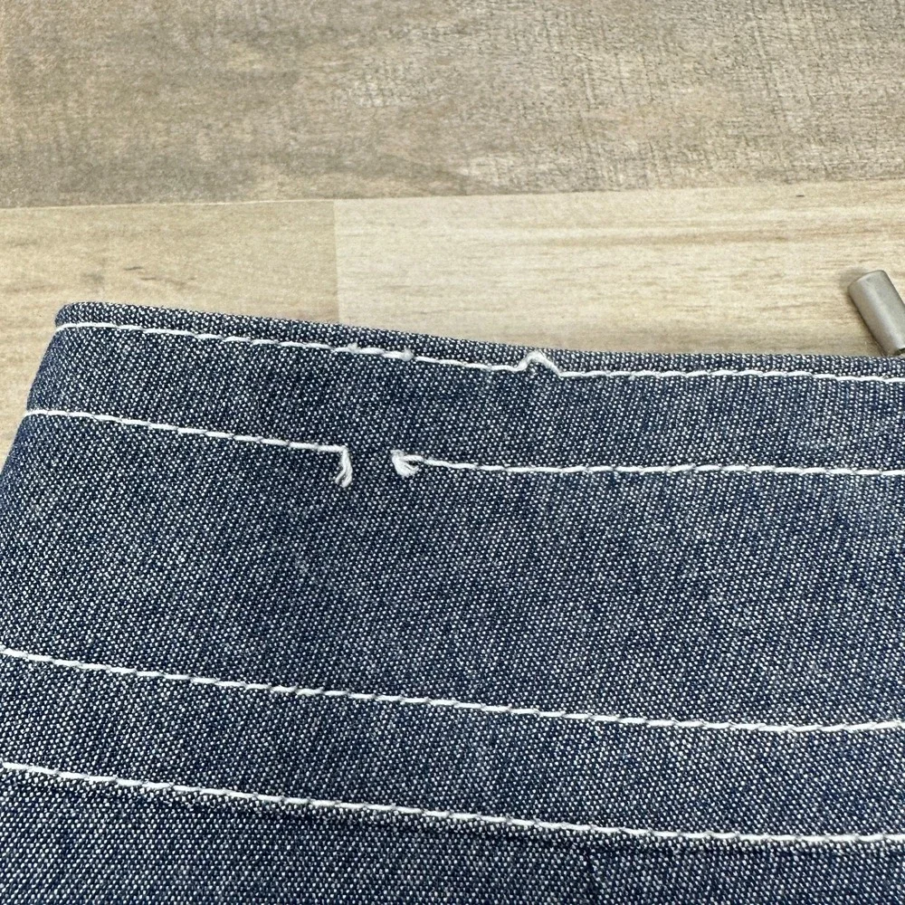 Ann Taylor Women's Blue Denim Faux Wrap‎ Lined A- Line Skirt Size 4P Petite